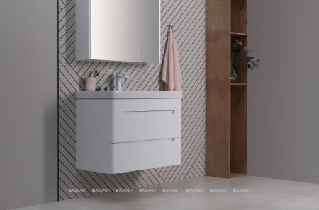 Тумба с раковиной Aquanet София 60 белый глянец (2 ящика) 