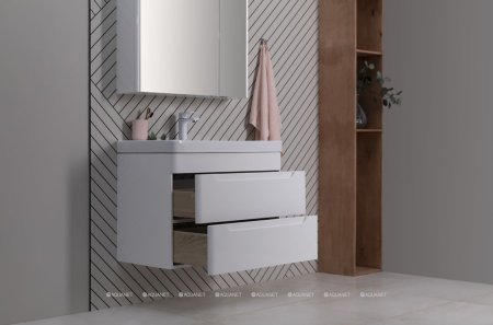 Тумба с раковиной Aquanet София 60 белый глянец (2 ящика) 