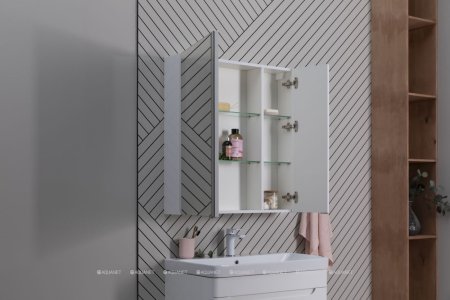 Тумба с раковиной Aquanet София 60 белый глянец (2 ящика) 