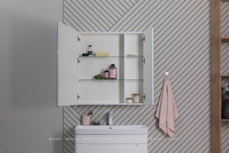 Тумба с раковиной Aquanet София 60 белый глянец (2 ящика) 