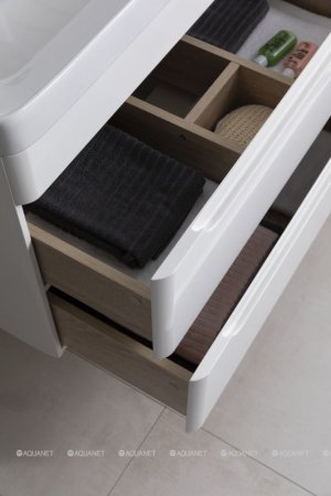 Тумба с раковиной Aquanet София 60 белый глянец (2 ящика) 