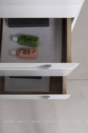 Тумба с раковиной Aquanet София 60 белый глянец (2 ящика) 