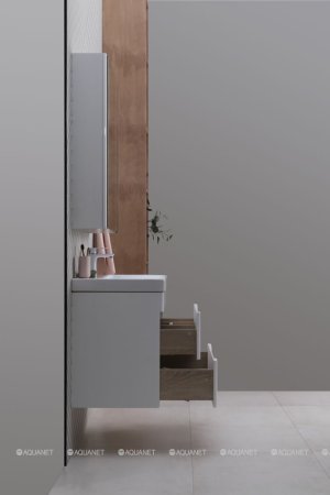 Тумба с раковиной Aquanet София 60 белый глянец (2 ящика) 