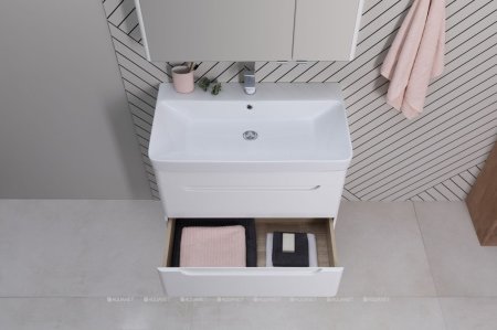 Тумба с раковиной Aquanet София 60 белый глянец (2 ящика) 