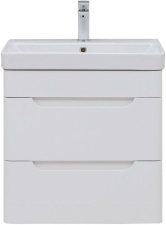 Тумба с раковиной Aquanet София 60 белый глянец (2 ящика) 