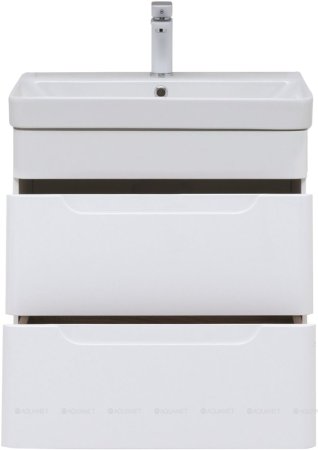 Тумба с раковиной Aquanet София 60 белый глянец (2 ящика) 
