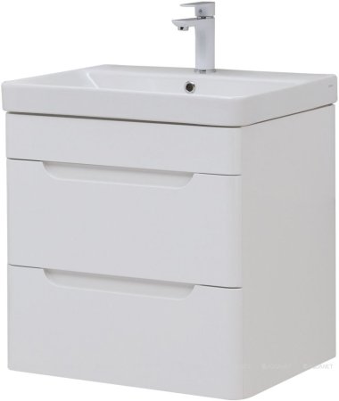 Тумба с раковиной Aquanet София 60 белый глянец (2 ящика) 