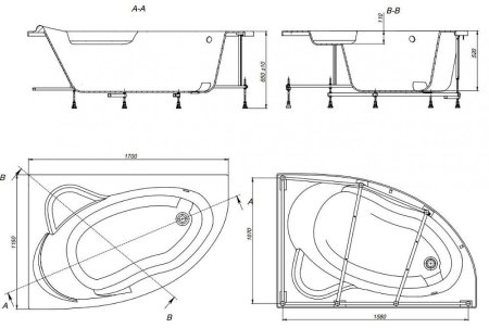 Акриловая ванна Roca Luna 170x115 R 248641000 без гидромассажа 