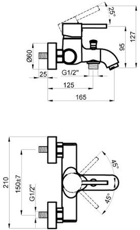 Смеситель для ванны Azario Tasco AZ-15160511 Хром 