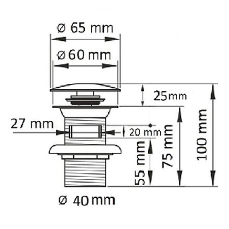 Донный клапан для раковины CeramaLux RD007 с переливом, бронза 