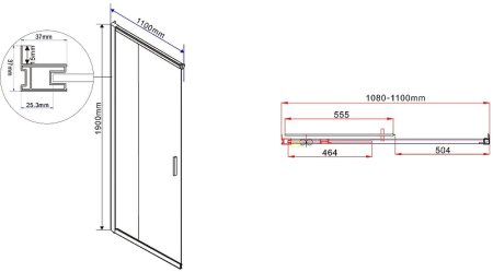 Душевой уголок Vincea Garda 120x110 VSS-1G1112CLB профиль Черный стекло прозрачное 