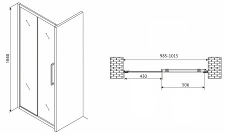 Душевая дверь Abber Schwarzer Diamant 100 AG30100H профиль Хром стекло прозрачное 