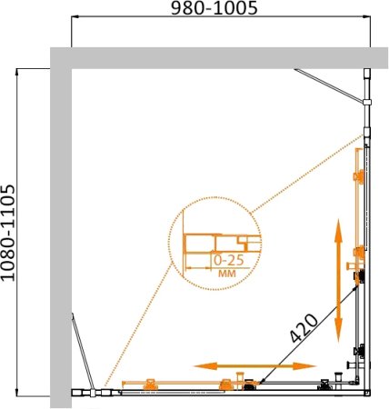 Душевой уголок Cezares Molveno AH 22 110/100 C Cr IV 