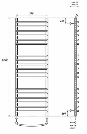 Электрический полотенцесушитель Point Альфа PN05152SE П18 500x1200 левый/правый Хром 