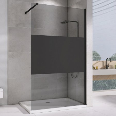 Душевая перегородка Abber Immer Offen 120 AG69120BT профиль Черный стекло прозрачное с тонированной полосой 