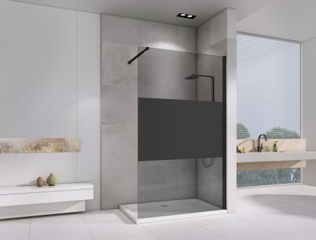 Душевая перегородка Abber Immer Offen 120 AG69120BT профиль Черный стекло прозрачное с тонированной полосой 