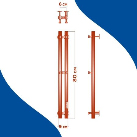 Полотенцесушитель электрический (I-образный) Маргроид Inaro II M0056, 9x80 см 