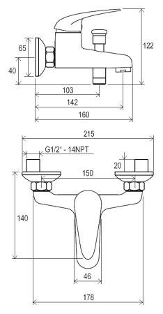 Смеситель Ravak Suzan SN 022.00/150 для ванны с душем 