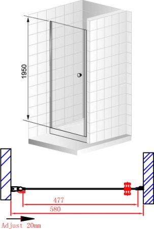 Душевая дверь в нишу Cezares Elena W B1 60 P Cr L 