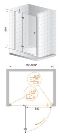 Душевая дверь в нишу Cezares Verona B12 100 P Cr R 