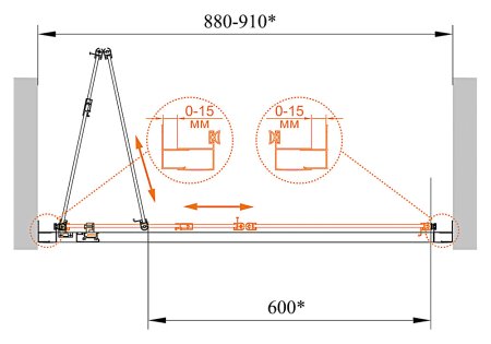 Душевая дверь в нишу Cezares ECO-O-BS-90-C-Cr стекло прозрачное 