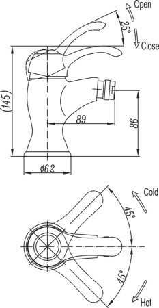 Смеситель Cezares Lira C BS1 02 для биде 