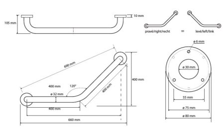Поручень Bemeta Help program 301102011 угловой, глянцевый 