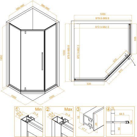 Душевой уголок RGW SV-81 1000x1000 