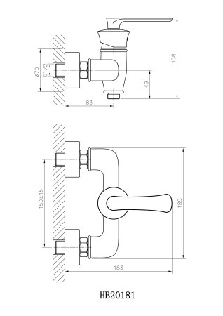 Смеситель для ванны HAIBA HB20181-7 черный 