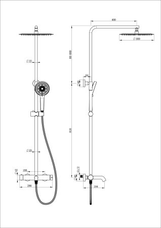 Душевая система WONZON & WOGHAND, Брашированное золото (WW-88739017-BG) 