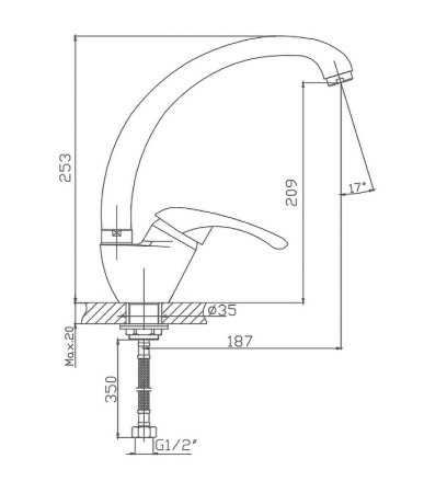 Смеситель для кухни HAIBA CRON CN4103-2 