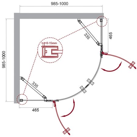 Душевой уголок BelBagno Kraft 100х100 KRAFT-R-2-100-C-Cr профиль Хром стекло прозрачное 