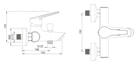 Смеситель Zorg Inox Premio-W для ванны с душем 