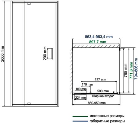 Душевой уголок WasserKRAFT Berkel 48P20 90x80 см 