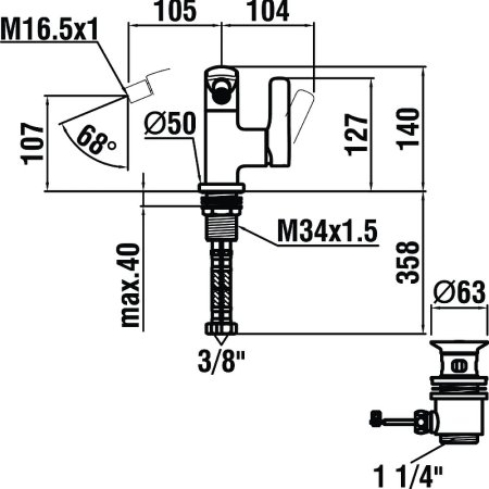 Смеситель для биде Laufen Сurveprime 3.4170.1.004.111.1 Хром 