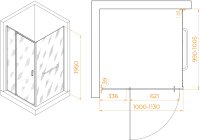 Душевой уголок RGW PA-078-1B (RGW PA-008B + Z-060-2B) 1000x1000