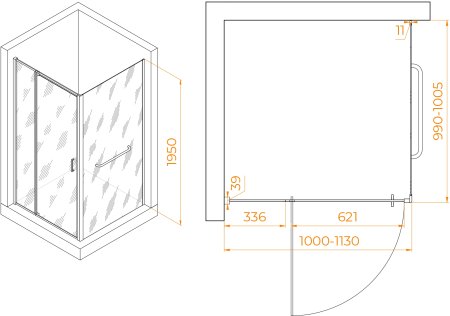 Душевой уголок RGW PA-078-1B (RGW PA-008B + Z-060-2B) 1000x1000 