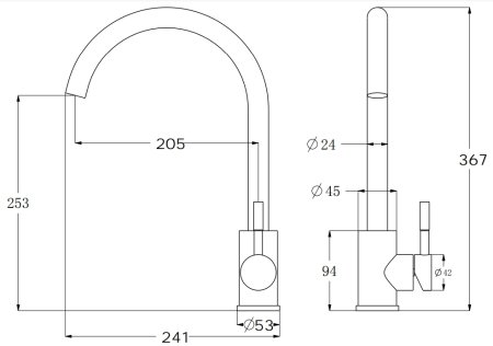 Смеситель для кухонной мойки ESKO K45 (K45 Black) 
