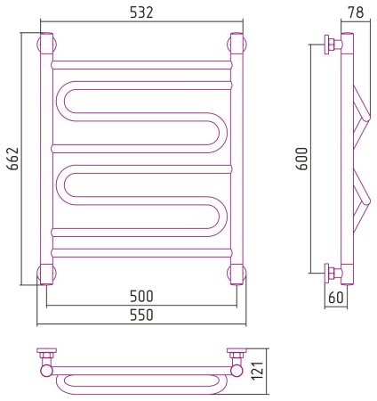 Полотенцесушитель водяной Сунержа Элегия+ 60x50 