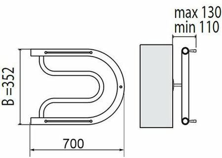 Водяной полотенцесушитель Terminus Фокстрот 320x700 4620768881251 с полкой Хром 