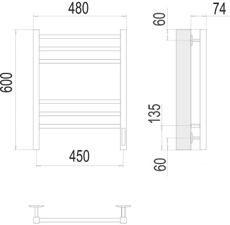 Электрический полотенцесушитель Terminus Сицилия П6 450х600 4670078527622 Черный матовый 
