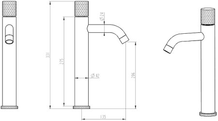 Смеситель для раковины Boheme Stick 122-BCR Черный Хром 