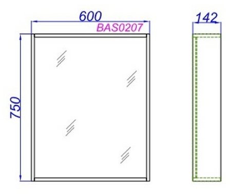 Зеркало Aqwella Basic 60 BAS0207DZ Дуб золотой 