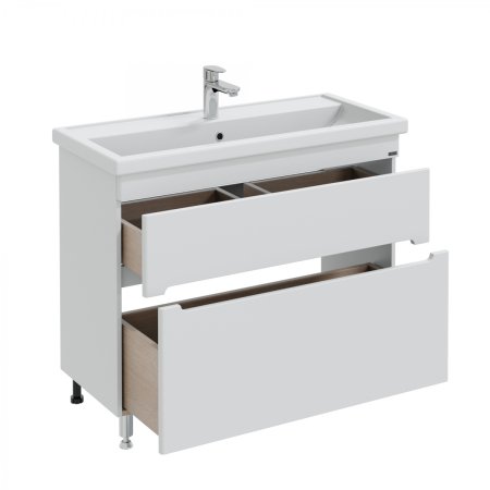 Тумба Санта Лондон 100 напольный 2 ящика с умывальником Фостер 100 