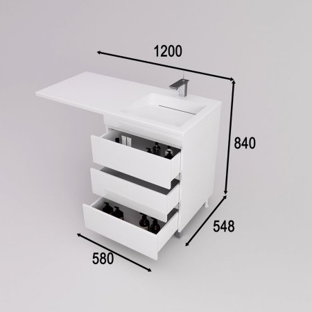 Тумба напольная "Даллас ЛЕОН 120" (3 ящ.) Люкс белая, PLUS 