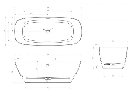 Ванна из искусственного камня ABBER Stein AS9612-1.7 белая матовая 