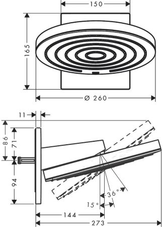 Верхний душ Hansgrohe Pulsify S 24150000 Хром 