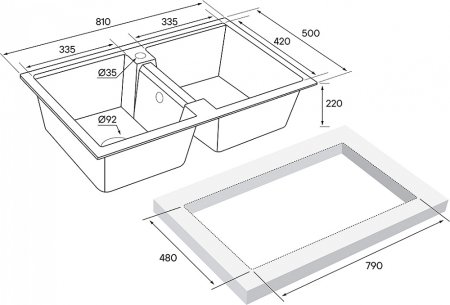 Мойка кухонная Paulmark PM238150-BL черная 