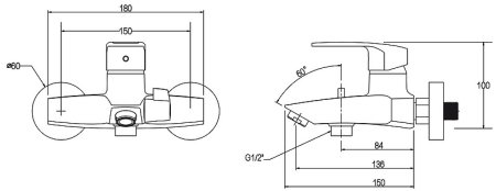 Смеситель для ванны Kaiser Guss 68022 Хром 