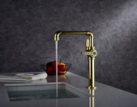 Смеситель Paulmark Loft Lo226006-G для кухонной мойки, золото 